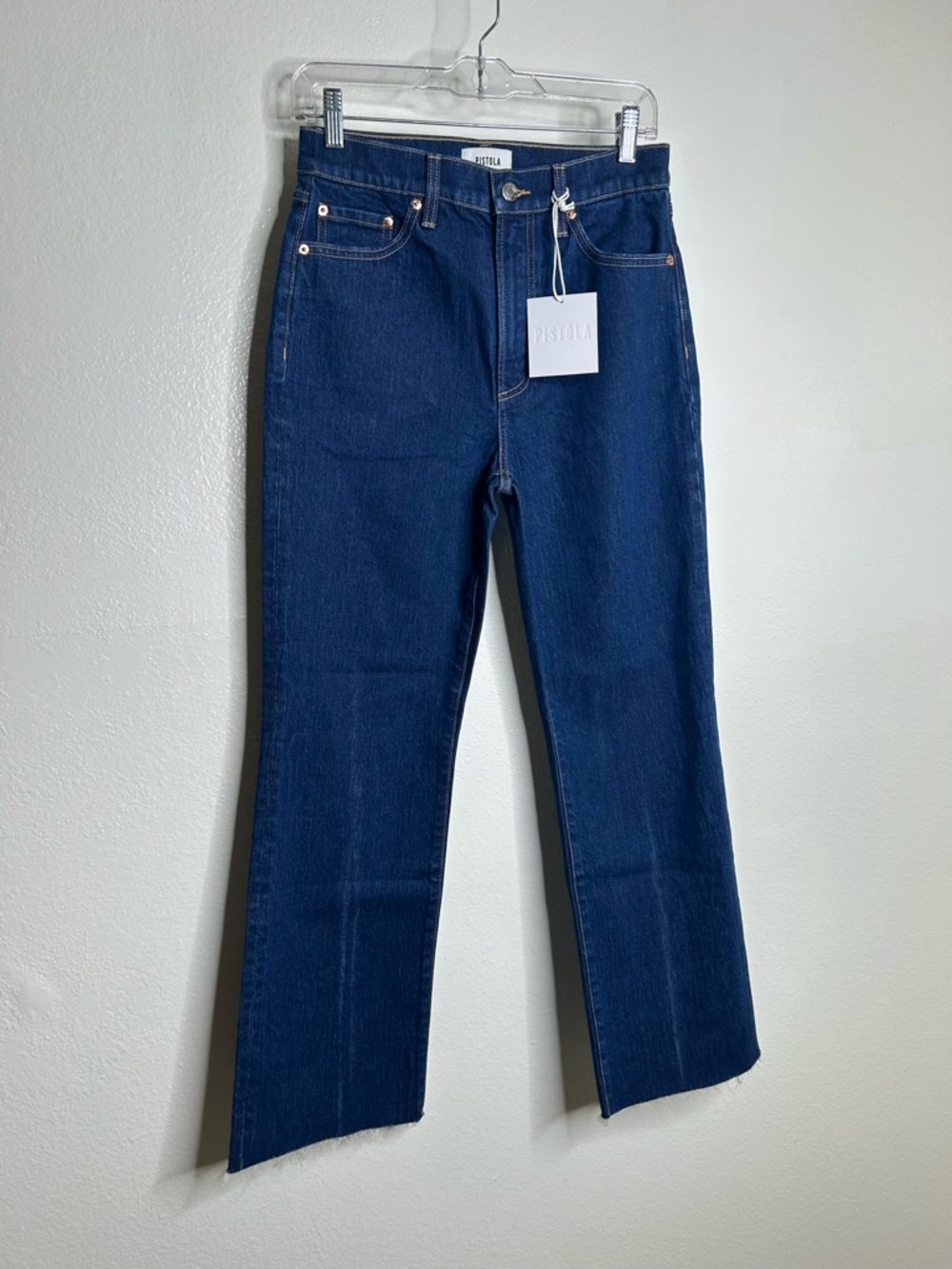 NWT Pistola Cotton High Rise Dark Wash Crop Flare Denim Jean Size 26